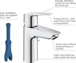 GROHE QuickFix Start Waterbesparende Wastafelkraan - Met EcoJoy® - Incl. Pop-up Waste - Chroom - 31137002 -Badkamer Producten Winkel 1200x985 2