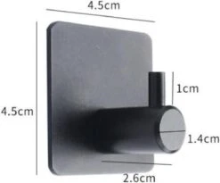 Plakhaakjes - Handdoekhaakjes - Ophanghaak - Wandhaak - Vaatdoekhouder - Zelfklevend - RVS - Zwart -Badkamer Producten Winkel 1200x997 5