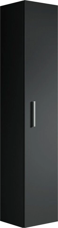 Badplaats Badkamerkast Pluto 30 X 30 X 150 Cm - Zwart - Hangende Kolomkast Met 1 Deur