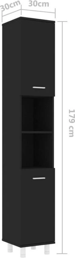 VidaXL Badkamerkast 30x30x179 Cm Spaanplaat Zwart -Badkamer Producten Winkel 350x1200 1