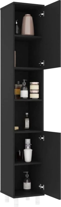 VidaXL Badkamerkast 30x30x179 Cm Spaanplaat Zwart -Badkamer Producten Winkel 354x1200