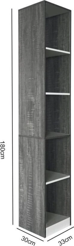 Kolomkast 5 Open Vakken - Opbergkast Badkamer Slaapkamer Of Hal - 180 Cm Hoog -Badkamer Producten Winkel 362x1200