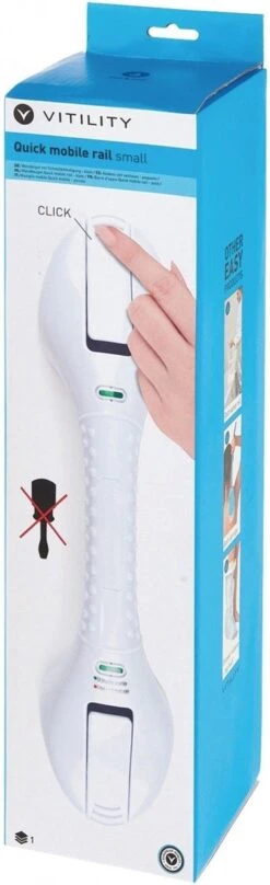 VITILITY Quick Mobile Rail - Wandbeugel Met Zuignappen - Zonder Boren - 40 Cm - Wit - Veiligheidsgreep -Badkamer Producten Winkel 367x1200