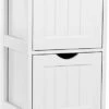 Staand Houten Badkamerkastje Met 2 Te Benutten Schuiflades - Vrijstaand Kastje Voor Badkamer Met Twee Lades - 30x30x89cm - Wit -Badkamer Producten Winkel 387x1200 1