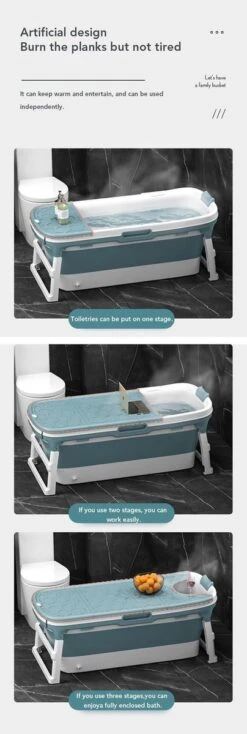 Opvouwbare Ligbad Voor Volwassenen - Blauw - Hard Plastic - Opvouwbaar Bad - 138cm - 200L -Badkamer Producten Winkel 404x1200