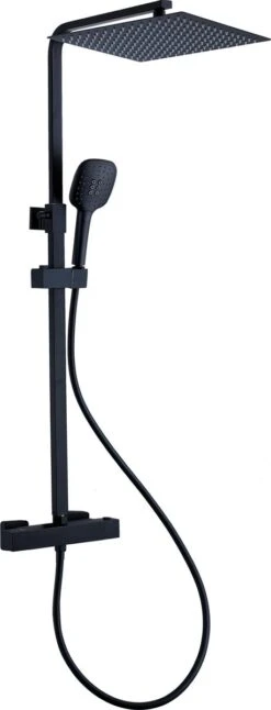 Viidako Kimii Doucheset Opbouw Compleet – Mat Zwart – Vierkant 30 Cm X 30 Cm - Sedal Binnenwerk -Thermostaatkraan – Zeer Goede Kwaliteit – RVS En Messing – Design -Badkamer Producten Winkel 459x1200