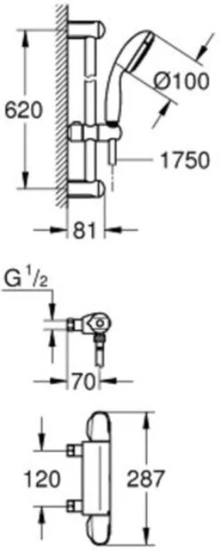 GROHE Grohtherm 1000 Thermostatische Douchekraan - 12 Cm - Chroom - 34153004 -Badkamer Producten Winkel 480x1200