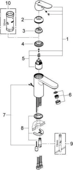 GROHE Eurosmart Cosmopolitan Wastafelkraan - Medium Uitloop - Met Trekwaste - Chroom - 2339700E -Badkamer Producten Winkel 516x1200 1