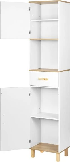 Kamyra® Scandinavisch Badkamermeubel - Badkamerkast, Wastafelmeubel, Opbergkast - Wit - 40x30x180 Cm - MDF -Badkamer Producten Winkel 521x1200