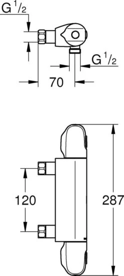 GROHE Grohtherm 1000 New Thermostatische Douchekraan - EcoJoy® - 12cm - Zonder Koppelingen - Chroom - 34147003 -Badkamer Producten Winkel 541x1200 1