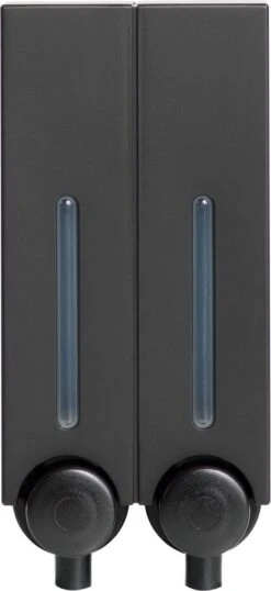 Aquathof, Zeepdispenser, Mat Zwart, 2 Kamer, 2 Reservoirs, 2x250ml - Hangend - Wandmontage -Badkamer Producten Winkel 551x1200 2