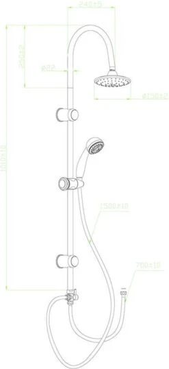 SCHÜTTE Jamaica Fresh Douchesysteem - Regendouche - 102 Cm Stang - Chroom -Badkamer Producten Winkel 551x1200