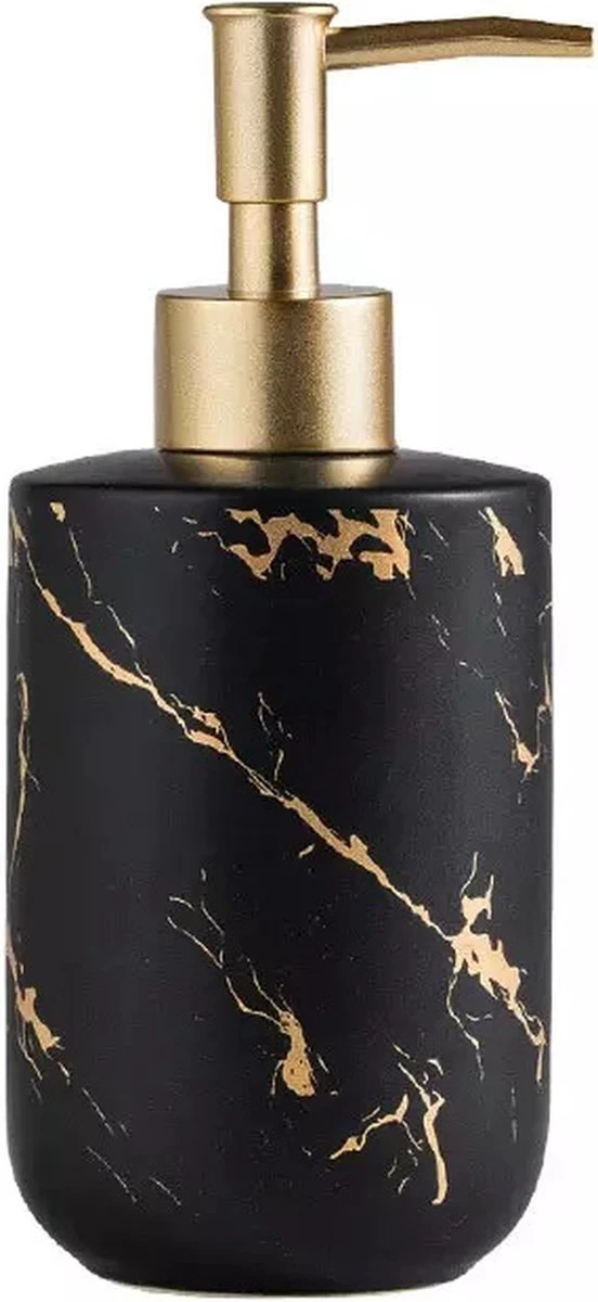SIEPS Zeepdispenser - Zeeppompje Zwart & Goud - Vrijstaand 400 ML Zeephouder - Keramiek 3 SIEPS Zeepdispenser - Zeeppompje Zwart & Goud - Vrijstaand 400 ML Zeephouder - Keramiek