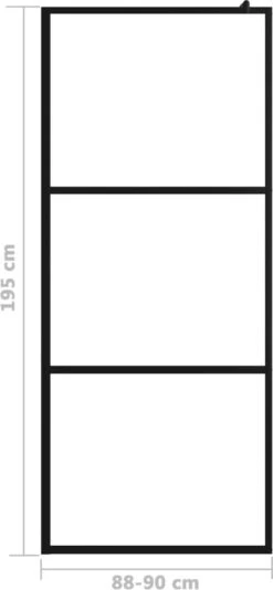 VidaXL Inloopdouchewand Transparant 90x195 Cm ESG-glas Zwart -Badkamer Producten Winkel 555x1200