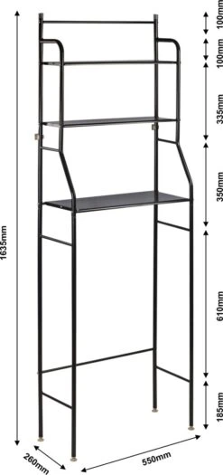 Alora Wc Rek Opbergrek - Stellingkast Metaal - Opbergrek Metaal - Badkamerrek - Wc Kastje - Zwart - Wc Meubel -Badkamer Producten Winkel 565x1200 3
