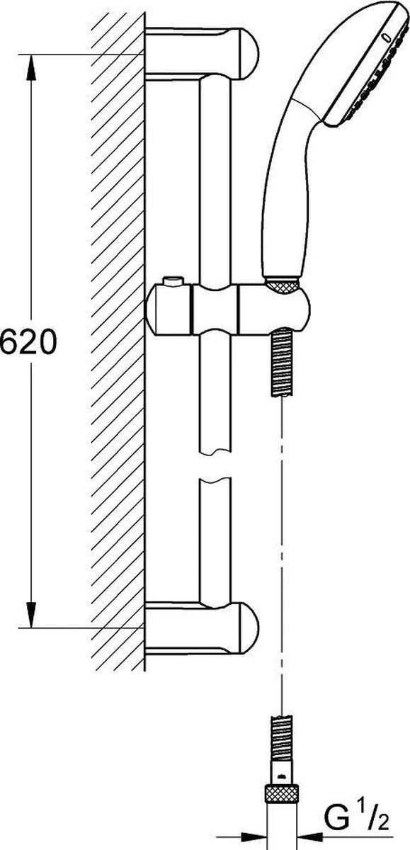 GROHE New Tempesta Doucheset 60cm - Handdouche ø 10 Cm - 3 Straalstanden 4 GROHE New Tempesta Doucheset 60cm - Handdouche ø 10 Cm - 3 Straalstanden - Afbeelding 2