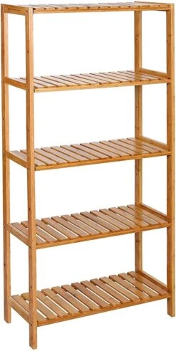 Songmics Badkamer Rek Met 9 Niveaus – Opbergrek Met Verstelbare Planken – Badkamerkast - Bamboe -Badkamer Producten Winkel 601x1200 1
