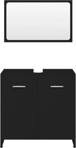 Decoways - Badkamermeubelset Spaanplaat Zwart -Badkamer Producten Winkel 616x1200