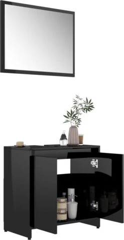 Furniture Limited - 4-delige Badkamermeubelset Bewerkt Hout Hoogglans Zwart -Badkamer Producten Winkel 622x1200