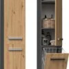 Merkloos Badkamermeubel-Badkamerkast – Wandkast – Kolomkast – Hoog – Met Wasmand – Antraciet- Eiken Kleur -Badkamer Producten Winkel 652x1200 1