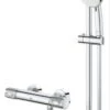 GROHE Grohtherm-1000 Performance Renovatieset - Met Thermostaatkraan, Koppelingen, Glijstang En Hoofddouche - CoolTouch - Chroom -Badkamer Producten Winkel 674x1200