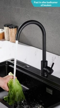 Keuken Kraan - Kraan Wastafelkraan - Kraan Zwart - Badkamerkraan - Inclusief Aansluitmateriaal -Badkamer Producten Winkel 674x1200 3