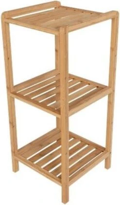 Merkloos Badkamerrek Bamboe - Badkamer Rek Van Hout - Veelzijdige Open Kast - 3 Etages