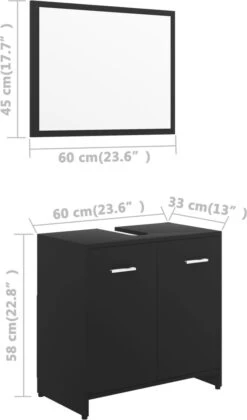 Decoways - Badkamermeubelset Spaanplaat Zwart -Badkamer Producten Winkel 705x1200