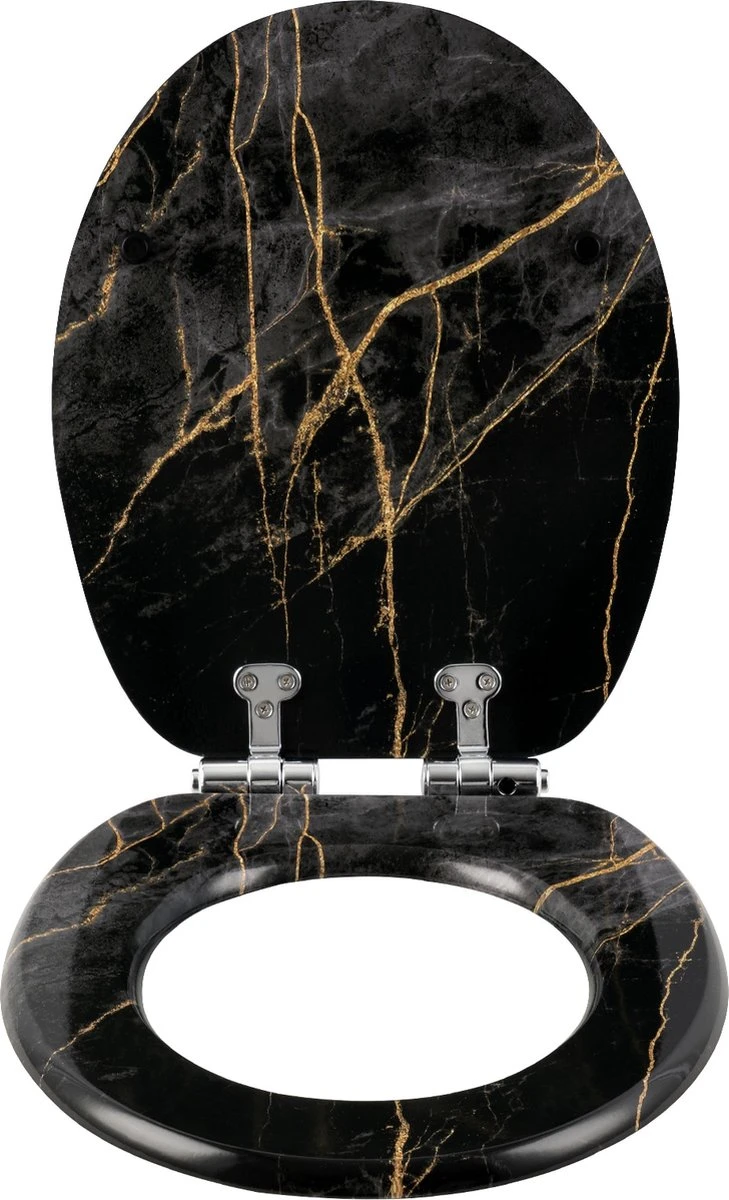 Kamyra® Toiletbril Met Softclose & Print - Toiletbrillen, WC Bril, Brillen, Toiletzitting - Zwart Marmer - 37.5x43.5 Cm 5 Kamyra® Toiletbril Met Softclose & Print - Toiletbrillen, WC Bril, Brillen, Toiletzitting - Zwart Marmer - 37.5x43.5 Cm - Afbeelding 3