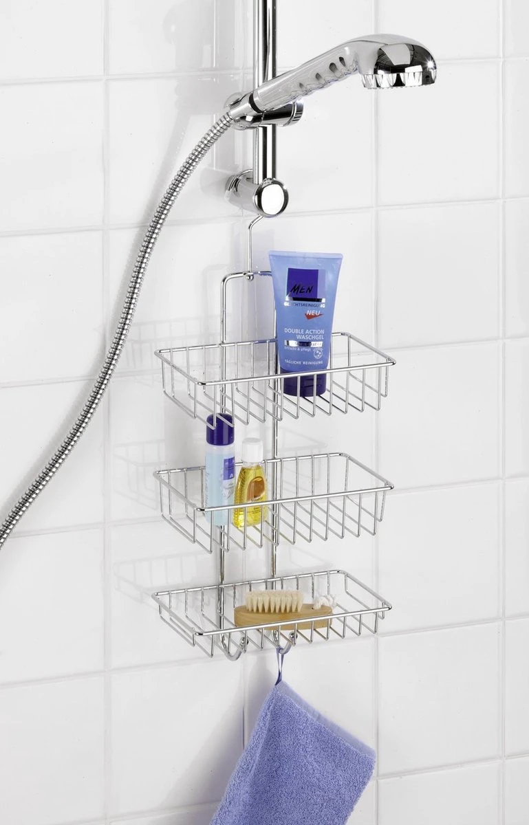 WENKO Doucherek Nivala 3-laags Chroom - Doucherek Zonder Boren - Doucherek Hangend 8 WENKO Doucherek Nivala 3-laags Chroom - Doucherek Zonder Boren - Doucherek Hangend - Afbeelding 6