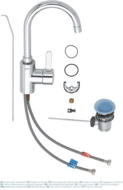 GROHE Eurosmart Cosmopolitan Wastafelkraan - Hoge C-uitloop - Met Trekwaste - Chroom - 32830001 -Badkamer Producten Winkel 780x1200 1