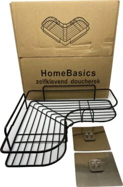 HomeBasics Zelfklevend Doucherek | Zwart | Zonder Boren | Doucherek Met Zuignap | Zuignappen | Doucherek Hoek | Badrek | Douchemandje | Keukenrek | Specerijenrek | Kruidenrek -Badkamer Producten Winkel 790x1200 10