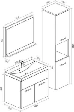 Badplaats Badkamermeubel Set Montreal 60 Cm X 35 Cm - Grijs Eiken - Badmeubel Met Spiegel En Zijkast -Badkamer Producten Winkel 796x1200 3