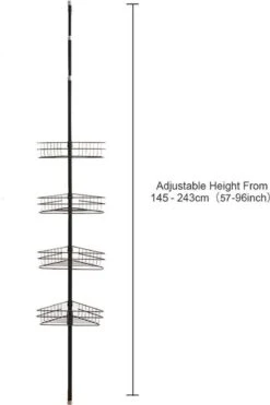 SensaHome Telescopisch Douche Rek Met 4 Lagen - Verstelbaar Bad / Douche Hoekrek Opbergrek - Uitschuifbaar Van 145-250 Cm - Zwart -Badkamer Producten Winkel 800x1200 59