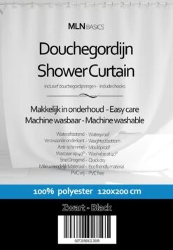 MLN Basics® Douchegordijn | Zwart | 120x200 Cm | Inclusief Ringen | Anti-schimmel 11 MLN Basics® Douchegordijn | Zwart | 120x200 Cm | Inclusief Ringen | Anti-schimmel -Badkamer Producten Winkel 835x1200 2
