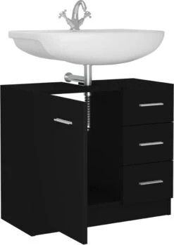 VidaXL Wastafelkast 63x30x54 Cm Spaanplaat Zwart -Badkamer Producten Winkel 849x1200 2