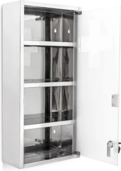 Relaxdays Medicijnkastje Rvs - Met Slot - Afsluitbare Medicijnkast - Hangend - Badkamer -Badkamer Producten Winkel 849x1200 3