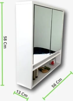 Spiegelkast - Spiegelkast Badkamer - Spiegel - Badkamerkast - Wit - B56 X D13 X H58 Cm -Badkamer Producten Winkel 865x1200