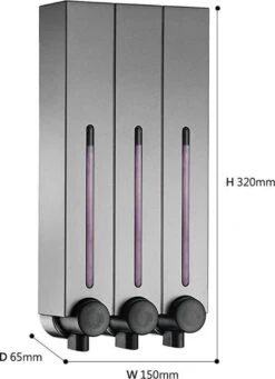 Zeepdispenser - RVS Kleur - 3 Kamer - 3 Reservoirs - 3 X 500ml - Hangend - Wandmontage -Badkamer Producten Winkel 869x1200 6