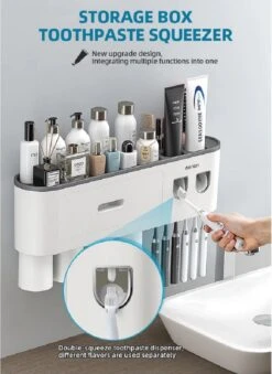 LuxeBass Tandenborstel Organizer | Tandenborstelhouder | Automatisch Tandpasta Dispenser | Met Lade En Opbergvak Voor Badkamer - LB544 -Badkamer Producten Winkel 874x1200 4