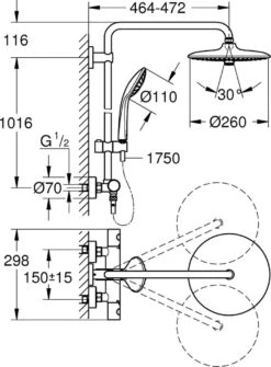 GROHE Euphoria 260 Regendouche - ø 26cm - Met Thermostaatkraan - Chroom -Badkamer Producten Winkel 885x1200 1