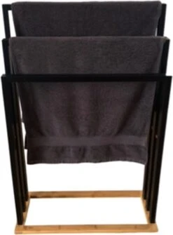 Handdoekrek Badkamer - Handdoekrek - Handdoekladder - Handdoekrek Zonder Boren - Handdoekrek Vrijstaand - Handdoekenrek Badkamer - Handdoekenrek Vrijstaand - Handdoekenrek - Handdoekenladder - Zwart - Hout - Zonder Boren -Badkamer Producten Winkel 885x1200 3