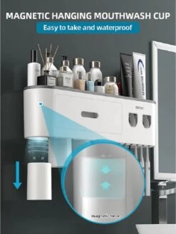 LuxeBass Tandenborstel Organizer | Tandenborstelhouder | Automatisch Tandpasta Dispenser | Met Lade En Opbergvak Voor Badkamer - LB544 -Badkamer Producten Winkel 900x1200 59