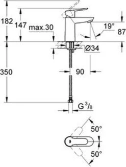 GROHE BauEdge Wastafelkraan - Met EcoJoy® - Zonder Waste - Chroom - 23330000 -Badkamer Producten Winkel 907x1200