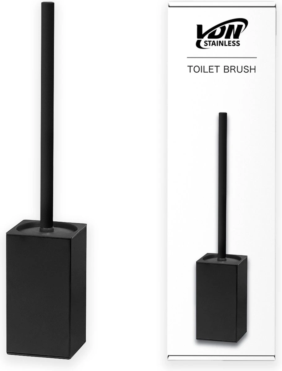 VDN Stainless Toiletborstel Met Houder - Toiletborstelhouder - Zwart - Wc Borstel Met Houder - Vierkant - RVS - Vrijstaand 7 VDN Stainless Toiletborstel Met Houder - Toiletborstelhouder - Zwart - Wc Borstel Met Houder - Vierkant - RVS - Vrijstaand - Afbeelding 5