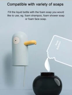 MUID Duck- Automatische Zeepdispenser - Handwas Schuimzeepdispenser Voor Kinderen - Zeeppompje-Oplaadbaar-Foam Technologie- Touchless Infrarood Sensor-Lichtblauw - 400ml - 10.35cm*11.5cm*19.5cm -Badkamer Producten Winkel 912x1200 5