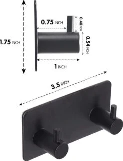 BOTC Handdoekhouder RVS - Handdoekhaakjes 2 In 1 RVS Zelfklevend - Rechthoekig Handdoek Haakjes - Handdoekhaak - Zwart -Badkamer Producten Winkel 918x1200 4