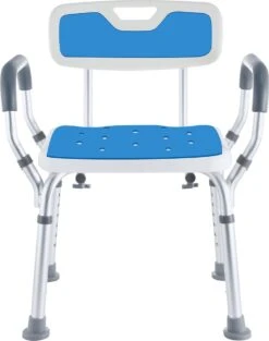 Safe Age® Douchestoel Met Afneembare Rugleuning En Armleuning – Anti Slip - Verstelbare Hoogte - Douchekruk