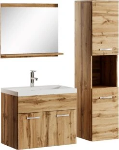 Badplaats Badkamermeubel Set Montreal 60 Cm X 35 Cm - Eiken - Badmeubel Met Spiegel En Zijkast -Badkamer Producten Winkel 955x1200 1