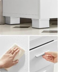 Signature Home Beirut Wastafel - Badkamerkast Met 3 Grote Lades - Badkamerkast - 2 Vakken Achter De Deur - Badkameronderkast Met Poten - 30 X 70 X 64 Cm - Wit -Badkamer Producten Winkel 960x1200 5